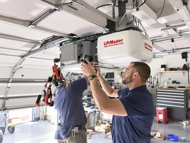 Farmington Garage Door Repair technician performing advanced diagnostics on garage opener in Farmington